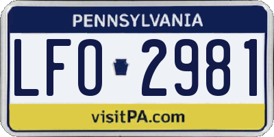 PA license plate LFO2981