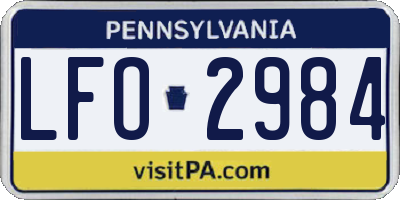 PA license plate LFO2984