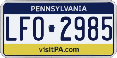PA license plate LFO2985