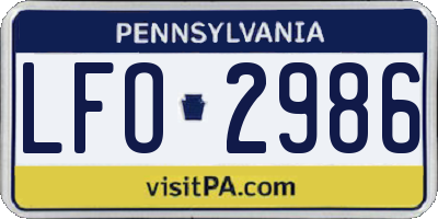PA license plate LFO2986