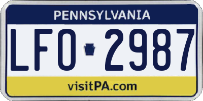 PA license plate LFO2987