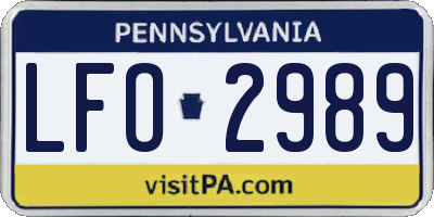 PA license plate LFO2989