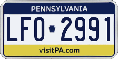 PA license plate LFO2991