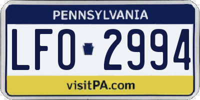 PA license plate LFO2994
