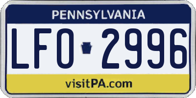 PA license plate LFO2996