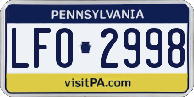 PA license plate LFO2998