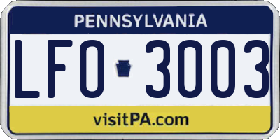 PA license plate LFO3003