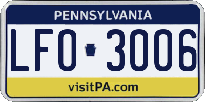 PA license plate LFO3006