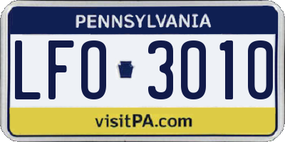 PA license plate LFO3010