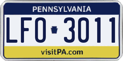 PA license plate LFO3011