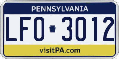 PA license plate LFO3012