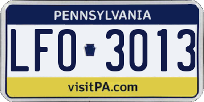 PA license plate LFO3013