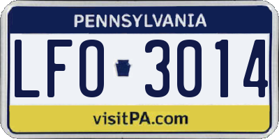 PA license plate LFO3014