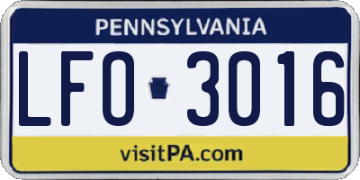 PA license plate LFO3016