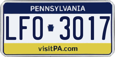 PA license plate LFO3017