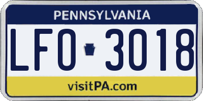 PA license plate LFO3018