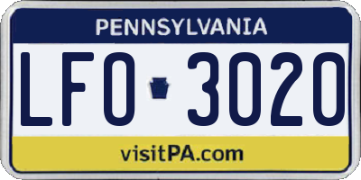 PA license plate LFO3020