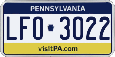 PA license plate LFO3022