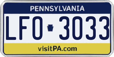 PA license plate LFO3033