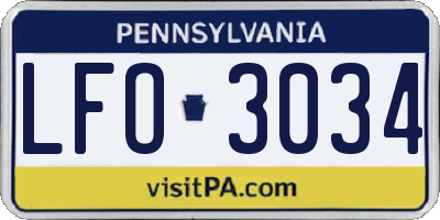 PA license plate LFO3034