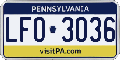PA license plate LFO3036
