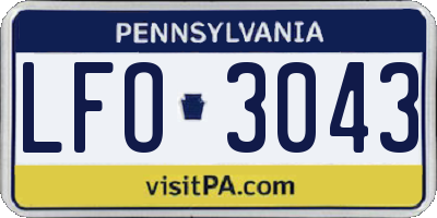 PA license plate LFO3043