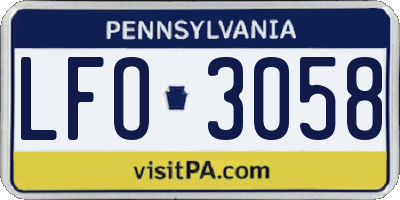 PA license plate LFO3058