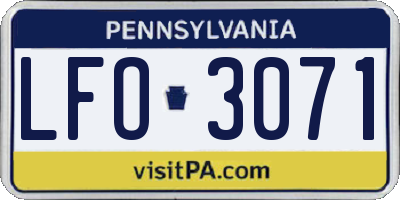 PA license plate LFO3071