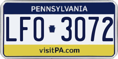 PA license plate LFO3072