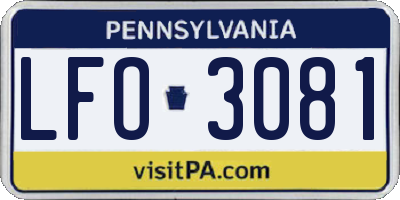 PA license plate LFO3081