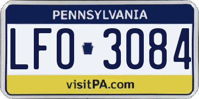 PA license plate LFO3084