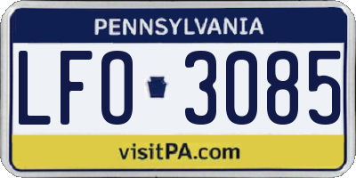 PA license plate LFO3085