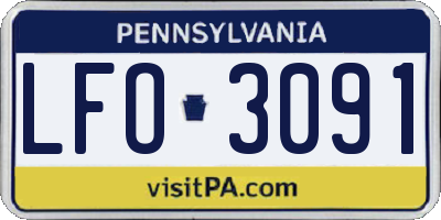 PA license plate LFO3091