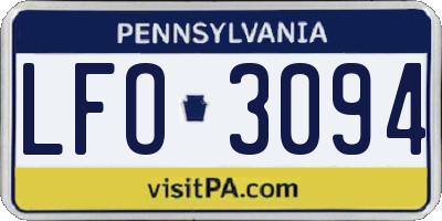 PA license plate LFO3094