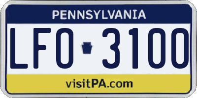 PA license plate LFO3100