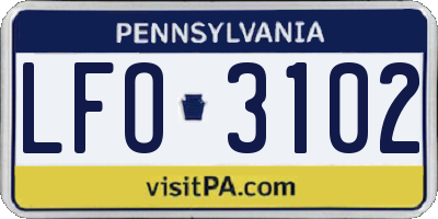 PA license plate LFO3102