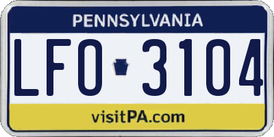 PA license plate LFO3104