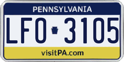 PA license plate LFO3105