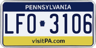 PA license plate LFO3106