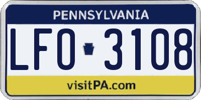 PA license plate LFO3108