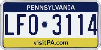 PA license plate LFO3114