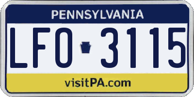 PA license plate LFO3115