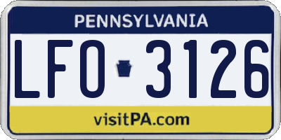 PA license plate LFO3126