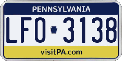 PA license plate LFO3138