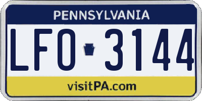 PA license plate LFO3144