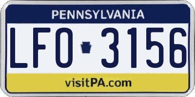 PA license plate LFO3156