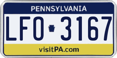 PA license plate LFO3167