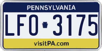 PA license plate LFO3175