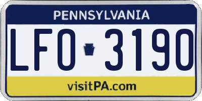PA license plate LFO3190
