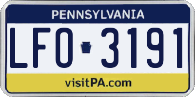 PA license plate LFO3191